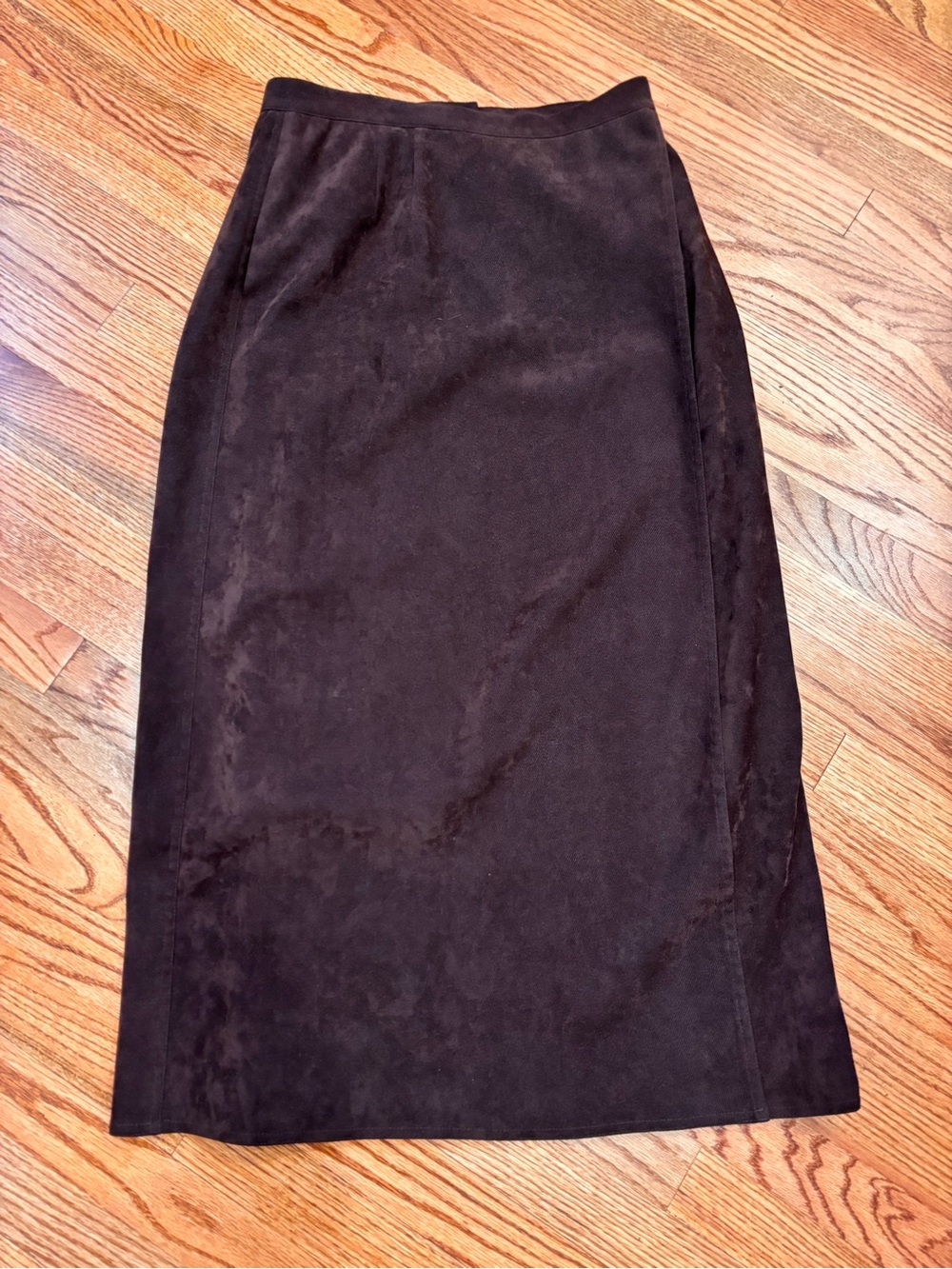 Vintage Talbots Brown Faux Wrap Midi Skirt Textured Stretch Size 10 Lined Y2K